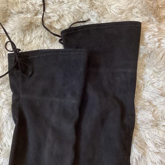 Marc Fisher Tall Over the Knee Boot Black Suede US 10 Heeled Pointy Toe Tie Back - Picture 3 of 10
